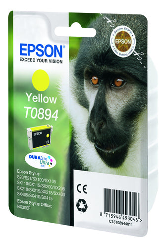 Epson Monkey Singlepack Yellow T0894 DURABrite Ultra Ink Epson Monkey Singlepack Yellow T0894 DURABrite Ultra Ink